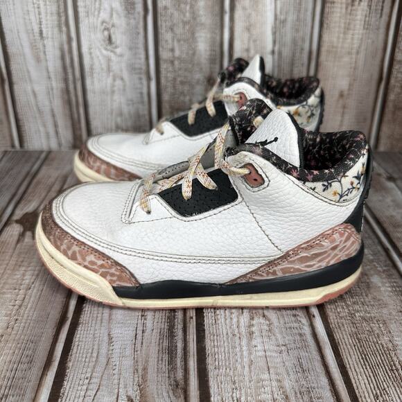 Air Jordan 3 Retro Toddler Kids 10C Red Stardust PS Shoes White Sneakers - Picture 3 of 8